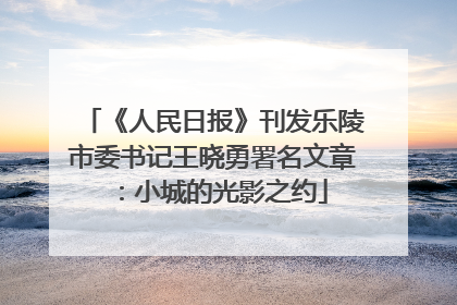《人民日报》刊发乐陵市委书记王晓勇署名文章：小城的光影之约