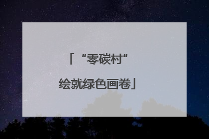 “零碳村” 绘就绿色画卷