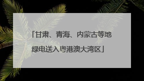 甘肃、青海、内蒙古等地绿电送入粤港澳大湾区