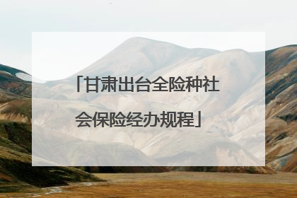 甘肃出台全险种社会保险经办规程