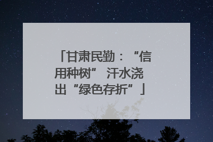 甘肃民勤：“信用种树” 汗水浇出“绿色存折”