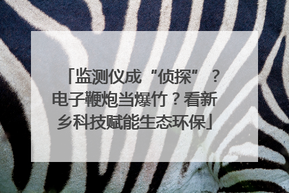 监测仪成“侦探”？电子鞭炮当爆竹？看新乡科技赋能生态环保