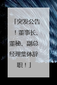 突发公告！董事长、董秘、副总经理集体辞职！