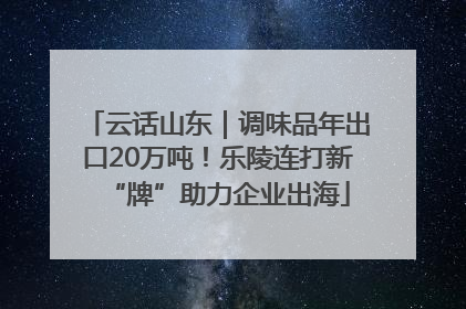 云话山东｜调味品年出口20万吨！乐陵连打新“牌”助力企业出海