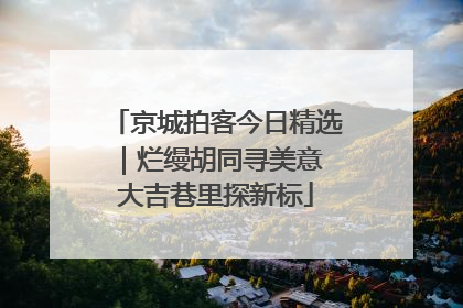 京城拍客今日精选｜烂缦胡同寻美意 大吉巷里探新标