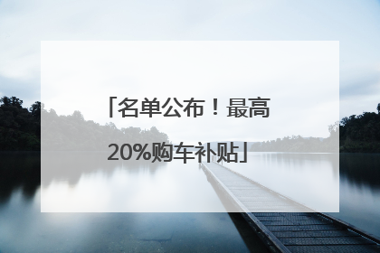 名单公布！最高20%购车补贴