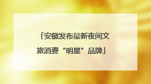 安徽发布最新夜间文旅消费“明星”品牌