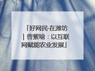 好网民·在潍坊｜曹紫瑜：以互联网赋能农业发展