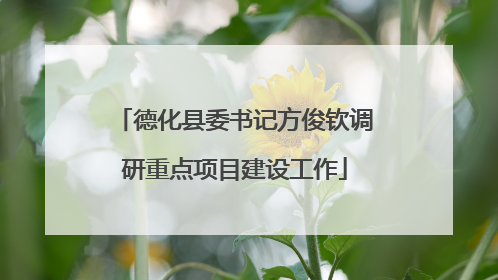 德化县委书记方俊钦调研重点项目建设工作