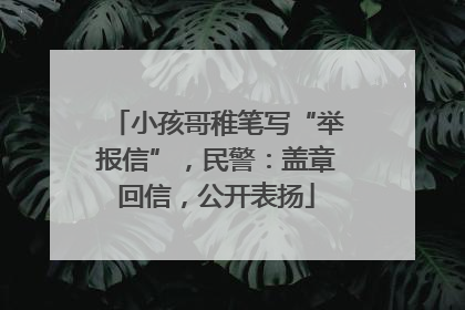 小孩哥稚笔写“举报信”，民警：盖章回信，公开表扬