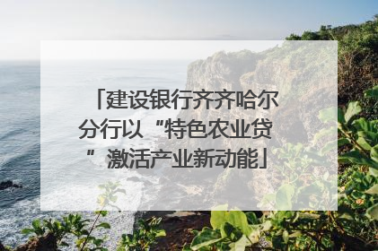 建设银行齐齐哈尔分行以“特色农业贷”激活产业新动能