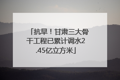 抗旱！甘肃三大骨干工程已累计调水2.45亿立方米