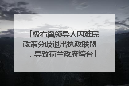 极右翼领导人因难民政策分歧退出执政联盟，导致荷兰政府垮台