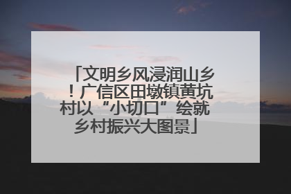 文明乡风浸润山乡！广信区田墩镇黄坑村以“小切口”绘就乡村振兴大图景