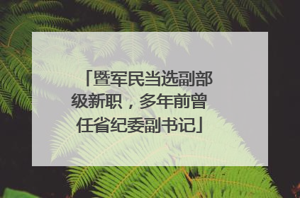 暨军民当选副部级新职，多年前曾任省纪委副书记