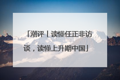 潮评丨读懂任正非访谈，读懂上升期中国