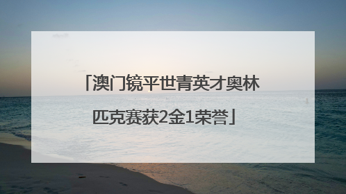 澳门镜平世青英才奥林匹克赛获2金1荣誉