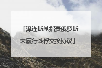 泽连斯基指责俄罗斯未履行战俘交换协议