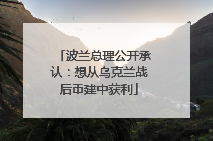 波兰总理公开承认：想从乌克兰战后重建中获利