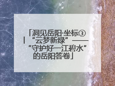洞见岳阳·坐标③丨“云梦新绿”——“守护好一江碧水”的岳阳答卷