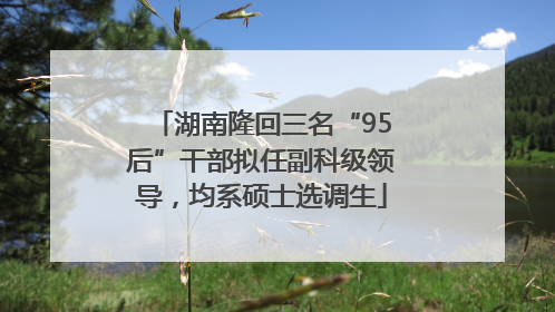 湖南隆回三名“95后”干部拟任副科级领导，均系硕士选调生