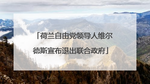荷兰自由党领导人维尔德斯宣布退出联合政府