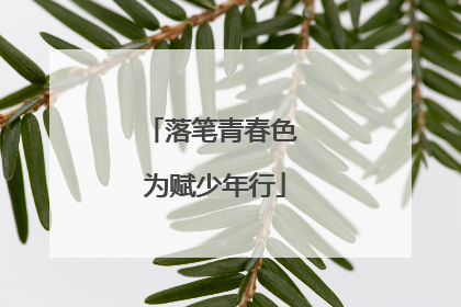 落笔青春色 为赋少年行