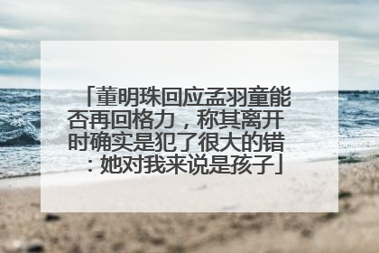 董明珠回应孟羽童能否再回格力，称其离开时确实是犯了很大的错：她对我来说是孩子