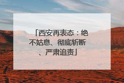 西安再表态：绝不姑息、彻底斩断、严肃追责