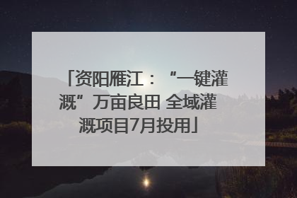 资阳雁江：“一键灌溉”万亩良田 全域灌溉项目7月投用