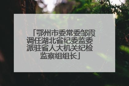鄂州市委常委邹霞调任湖北省纪委监委派驻省人大机关纪检监察组组长