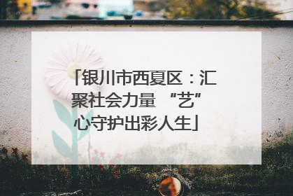 银川市西夏区：汇聚社会力量 “艺”心守护出彩人生