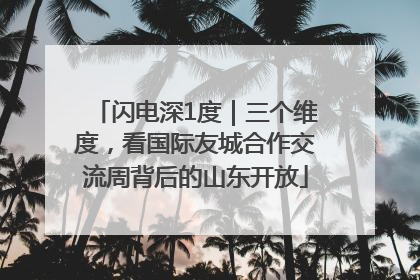 闪电深1度｜三个维度，看国际友城合作交流周背后的山东开放