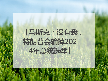 马斯克：没有我，特朗普会输掉2024年总统选举