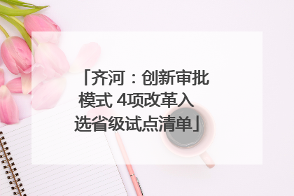 齐河：创新审批模式 4项改革入选省级试点清单