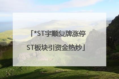 *ST宇顺复牌涨停 ST板块引资金热炒