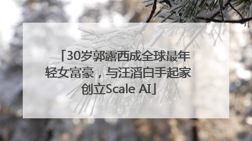 30岁郭露西成全球最年轻女富豪，与汪滔白手起家创立Scale AI